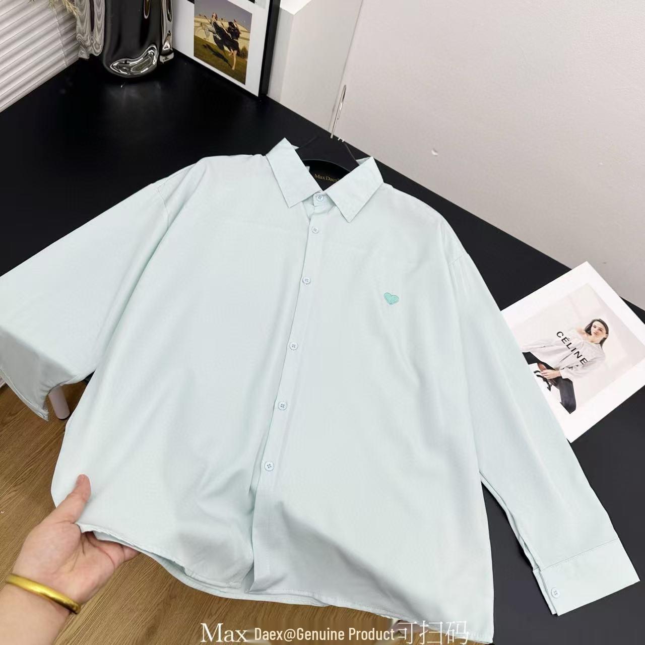 

Max Daex Mint Green Heart Print Long Sleeve Casual Shirt XL мятный зеленый