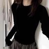 Women's Slim Fit Long Sleeve Plain Cotton T-Shirt - Round Neck, Versatile, Ideal for Spring and Autumn