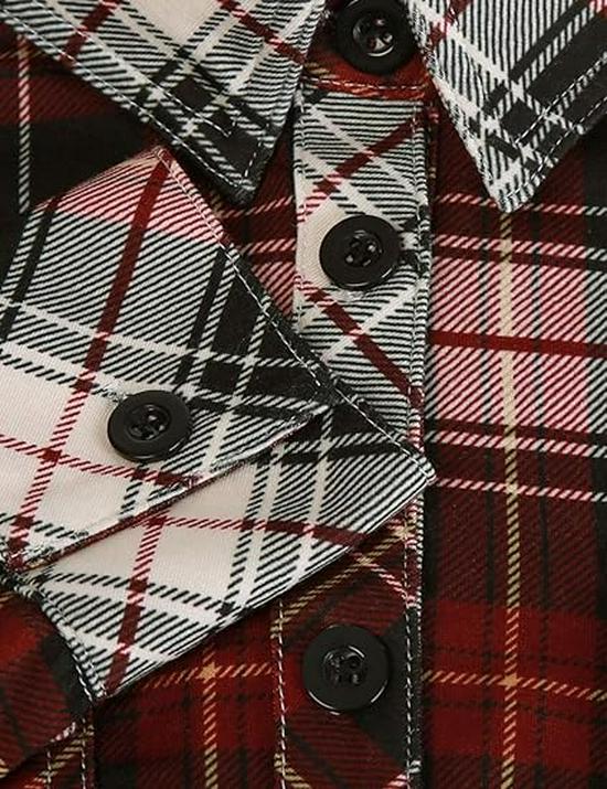 Top Rimodellante a Maniche Lunghe a Quadri Retrò da Donna Autunno/Inverno 2026