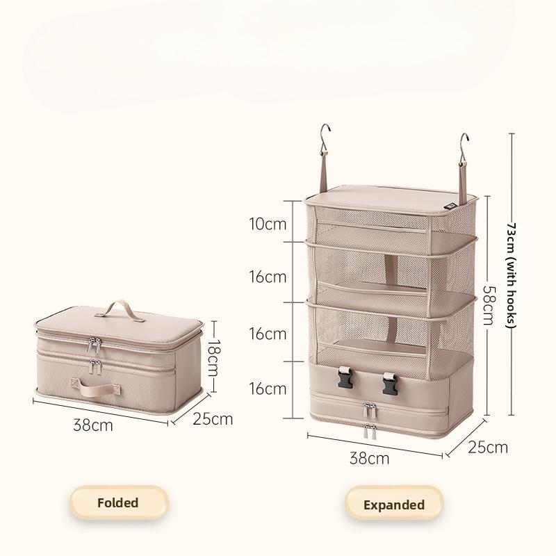 

Portable Hanging Suitcase Organizer With Multiple Compartments Foldable Travel Packing Cube For Clothes Toiletries хаки