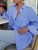Summer 2025 Women's Casual Striped Long-Sleeve Shirt