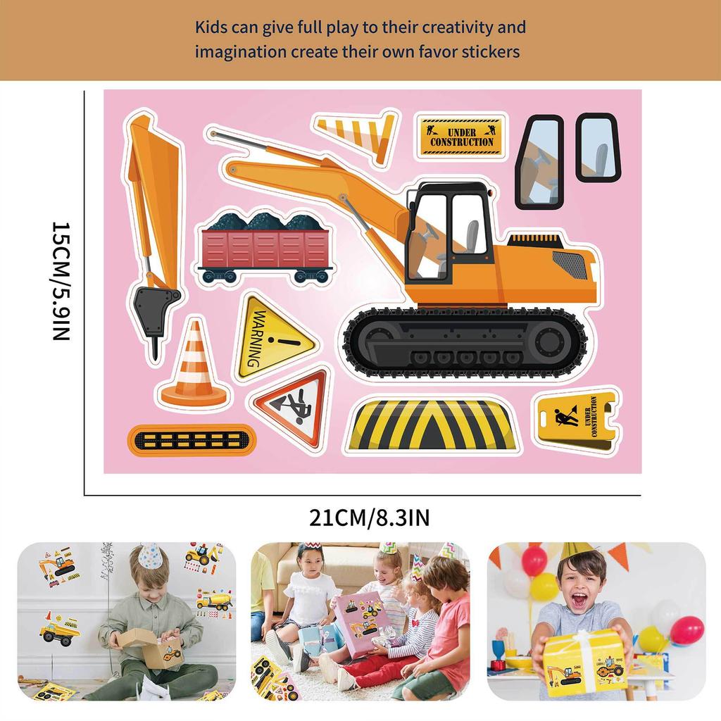 Engineering Truck Anime DIY Puzzle & Sticker Set for Kids