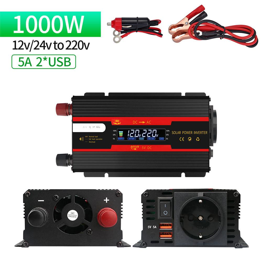 1000W/3000W/4000W/6000W Household Digital Display Voltage Transformer Intelligent Portable Car Inverter Solar Sine Wave Power Converter