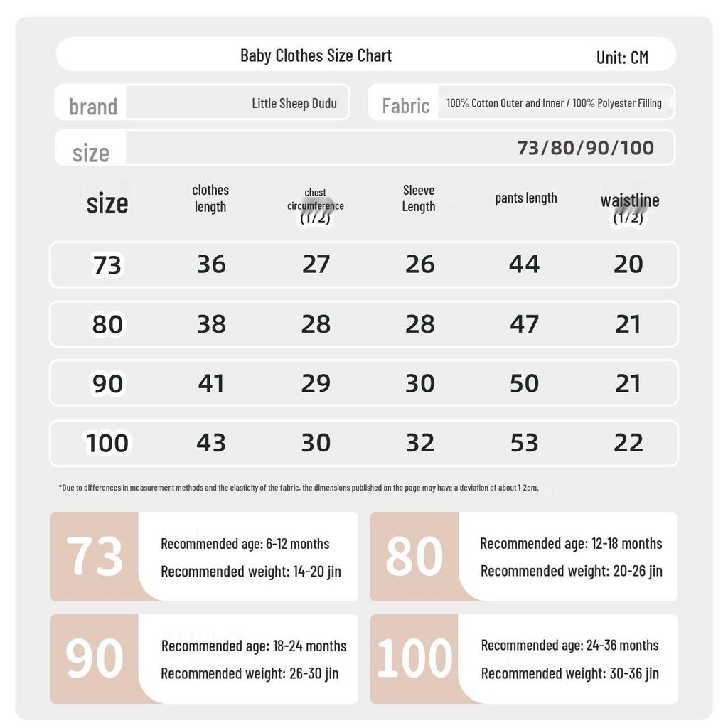 Thickened Infant & Toddler Winter Clothing Set: Cotton-Padded Newborn Pajamas & Children's Homewear for Autumn (Size 90)