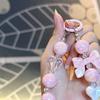 Colorful Bowknot Bead Jewelry for Mobile Phone Hanger, Girls' Couple Bead Jewelry, Bag Hanger, Car Keychain