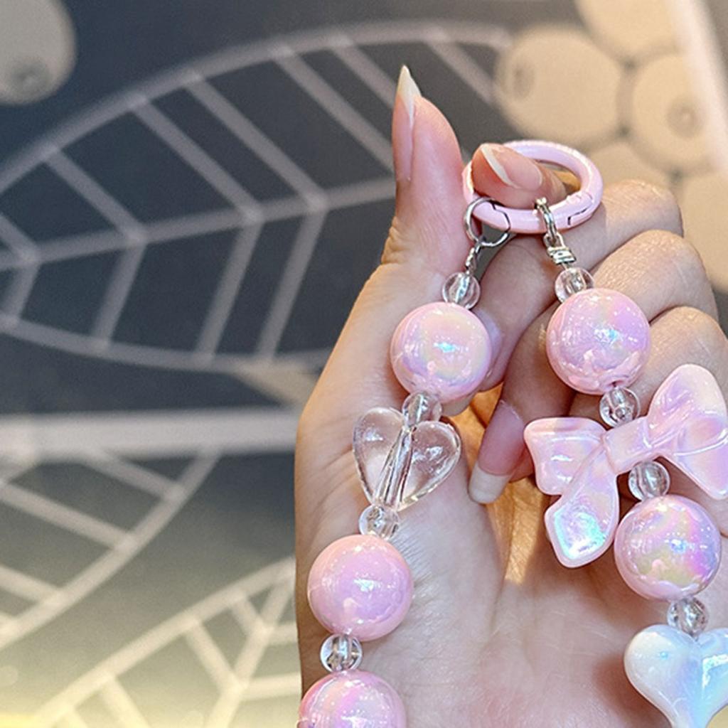 Colorful Bowknot Bead Jewelry for Mobile Phone Hanger, Girls' Couple Bead Jewelry, Bag Hanger, Car Keychain