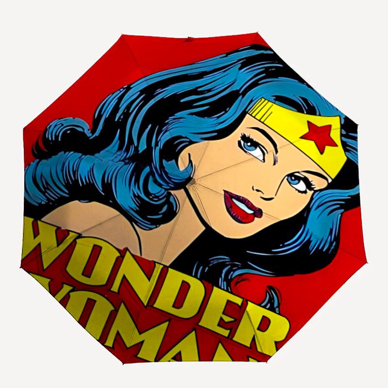 

1pc Wonder Woman Automatic Folding Umbrella - Compact 8-Rib Design,Festive Gift for Friends & Family, Compact Umbrella 21107