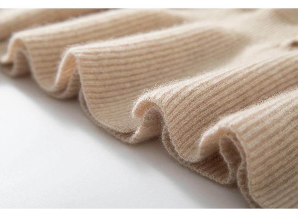 Korean Style Ruffle Hem Knit Cardigan - Women's Slim-Fit Waist-Cinching Outerwear for Autumn