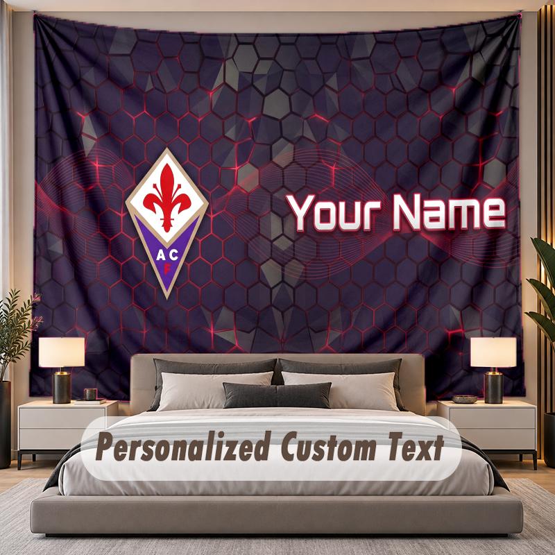 Custom Name Text Tapestry Fiorentina FC Personalized Polyester Wall Tapestry For Bedroom And Room