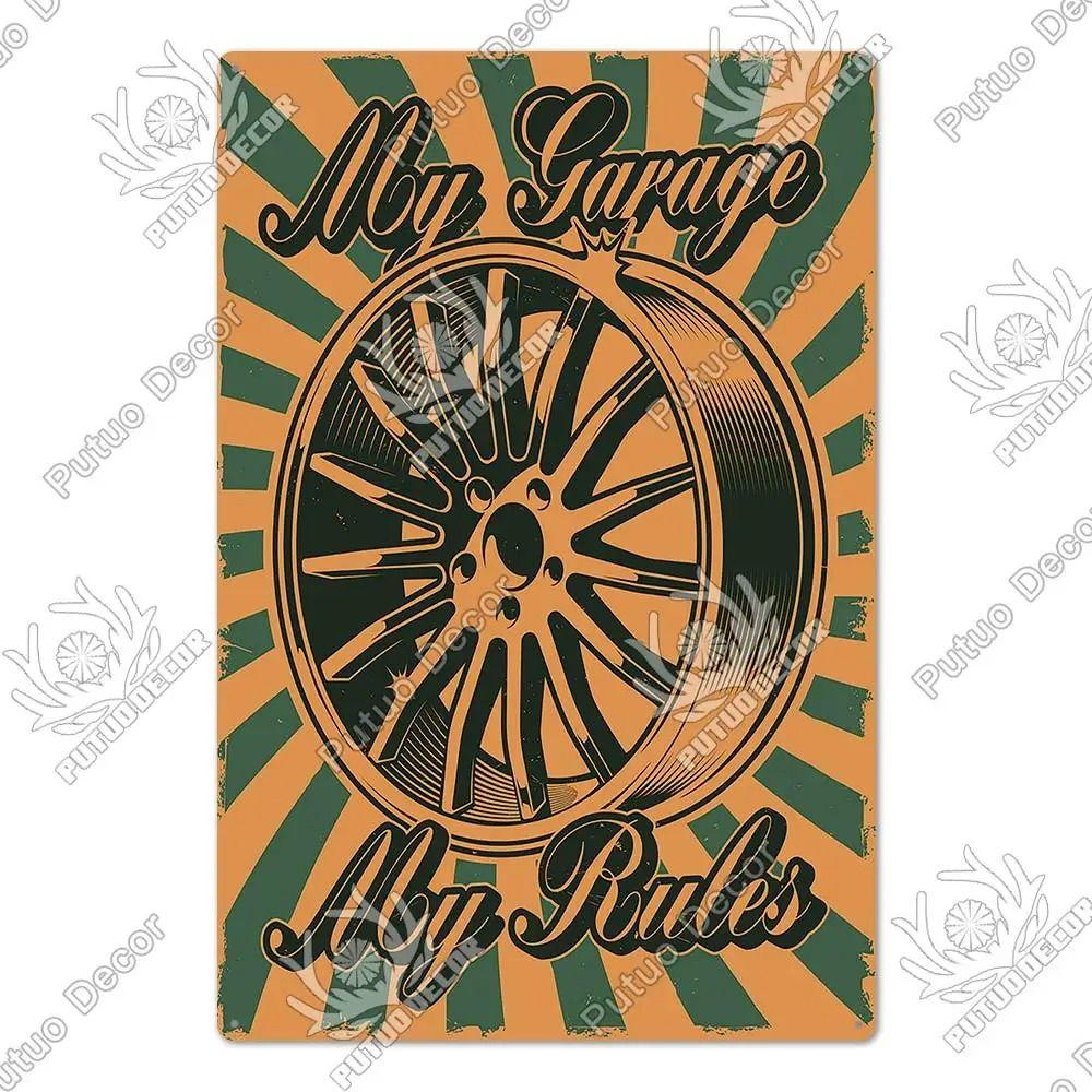 Metalowy Znak Ścienny Garage Bar, Tabliczka Dekoracyjna Wnętrza Samochodu 20x30cm