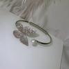Linda's Butterfly Cut-Out Zircon & Pearl Adjustable Bangle for Women