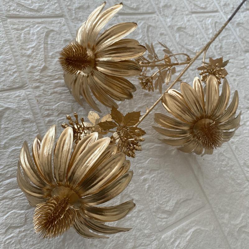 Artificial Golden Eucalyptus Hydrangea Fan Leaf Fake Flower Wedding Photography Home Hotel Ginkgo Leaves Plant Accessories Decor