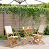 Vidaxl 3-Cz. Bistro Furniture Set, Cream Fabric and Wood