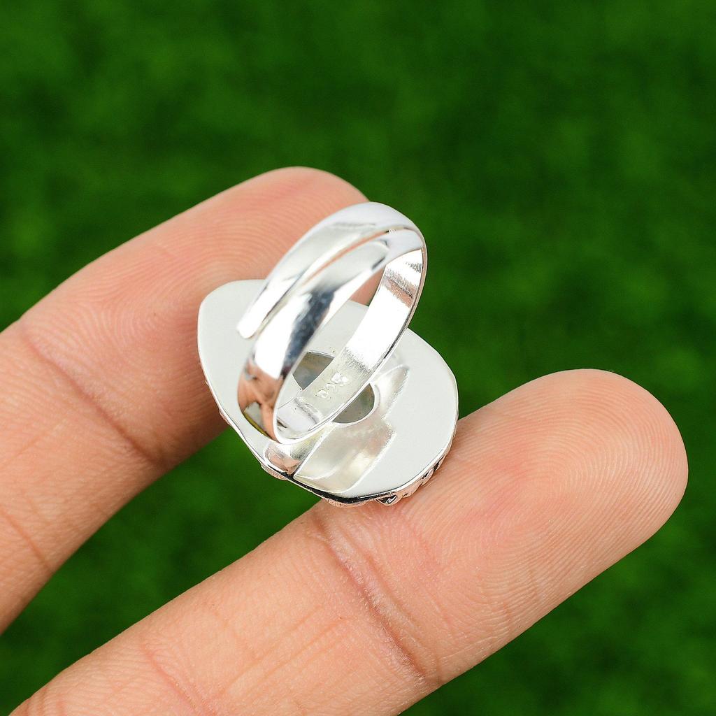 Mothers day Sale Rainbow Moonstone Gemstone 925 Silver Crown Chakra Promise Ring