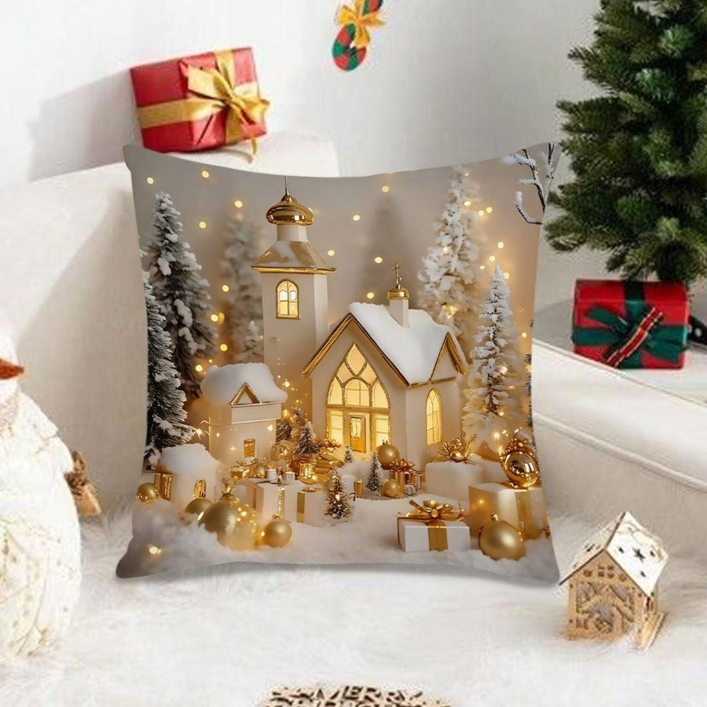 45x45cm Decorative Cushion Cover Linen Throw Pillow Cover Christmas Pillowcase  Holiday Supplies