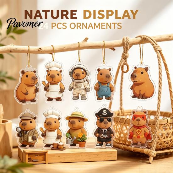 Novelty Gift for Capybara Lovers 2026 Christmas Advent Calendars, 24 Days Countdown with Creative Desk Accessories Cute 2D Hanging Ornaments, Holiday
