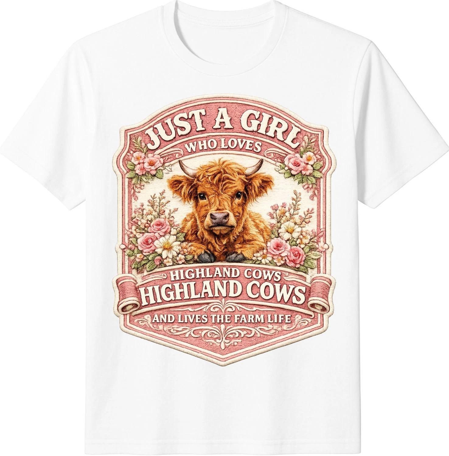 Just A Girl Who Loves Highland Cows Patchwork Western Farm Life T-Shirt 2XL