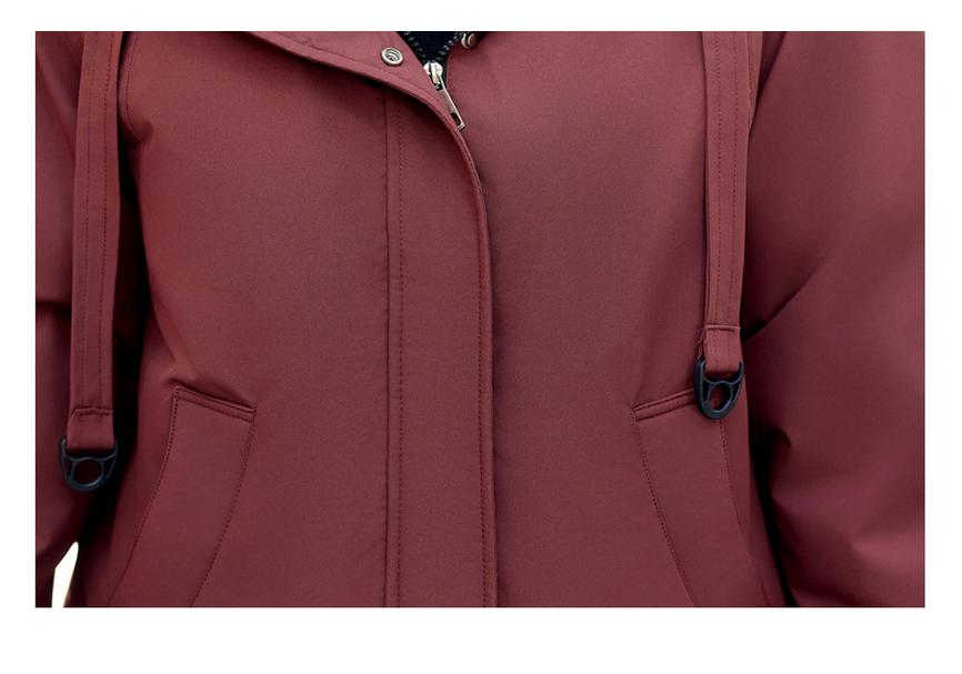 Mom's Thick Fleece-Lined Cotton Hooded Windbreaker for Women Over 50 - Warm Winter Jacket