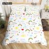 Cute Rainbow Duvet Cover Set Single for Microfiber Cartoon Bedding Set Sun Moon Star Comforter Cover Teens Girls Room Decor