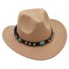 Cappello Tibetano da Bambino Tsering con Gioiello Cappello a Treccia Bordo Curvo Cappello in Feltro Cappello da Sole Genitore-Figlio Turchese Cappello da Cowboy Occidentale
