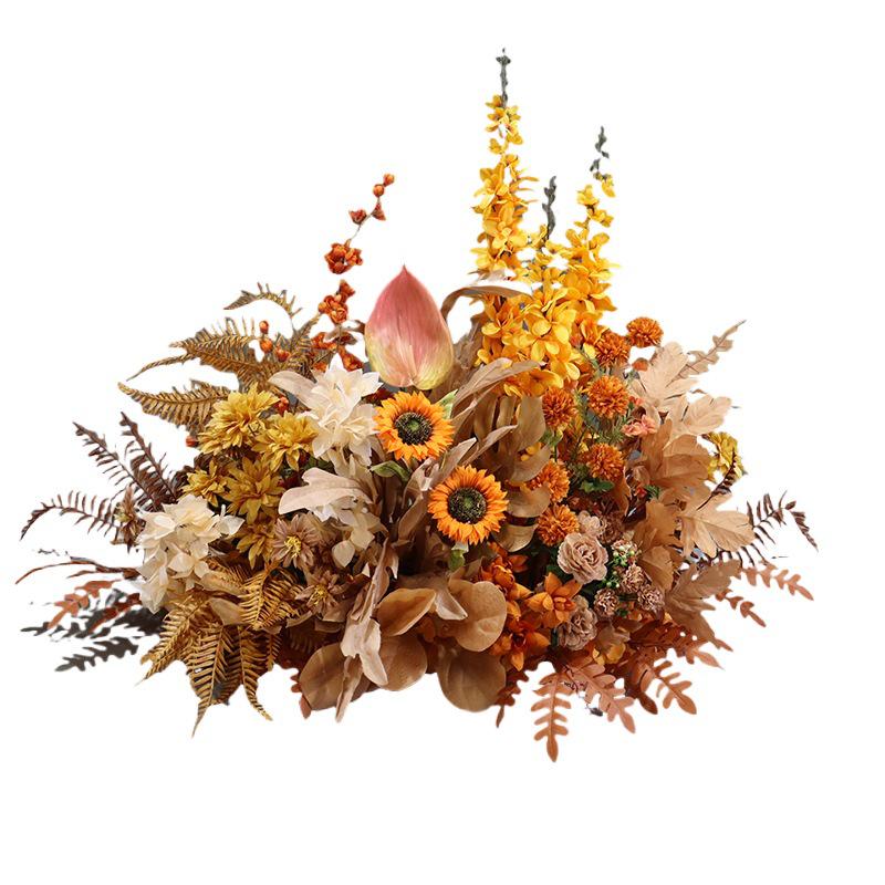 Autumn Floral Background Set: Caramel Silk Flowers for Wedding & Ceiling Decorations