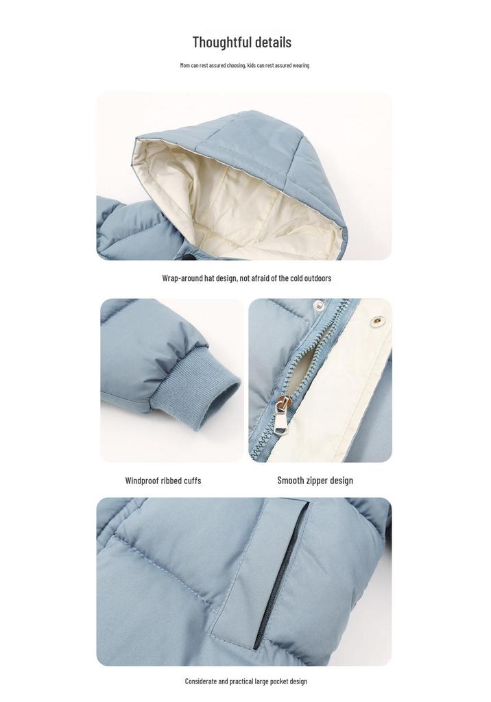 Kids' Mid-Length Winter Cotton Jacket for Boys & Girls - Korean Style