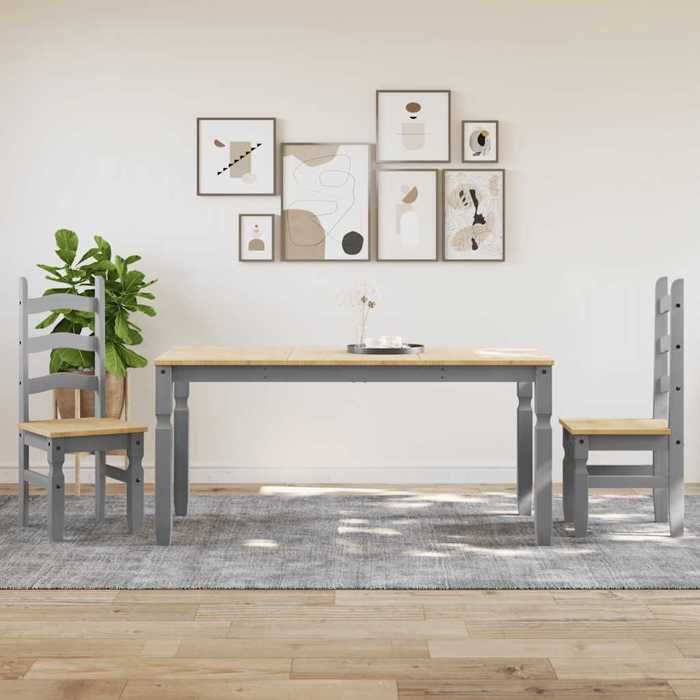 VidaXL Ensemble à manger Panama 3 pcs gris bois de pin massif, ensemble de table à manger, table et chaises de cuisine, 3345201
