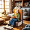 Elegant Desktop Reading Mr. Rabbit Resin Ornament Home Living Room Office Desktop Study Decoration Crafts