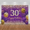 30th Birthday Party Decorations 30 Years Old Backdrop Supplies Black Gold Balloons Glitter Background Banner Photography Props