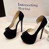 Eilyken Fashion Black Platform Pumps Women Ultra High Stiletto Heels Peep Toe Party Stripper Shoes Zapatos De Mujer