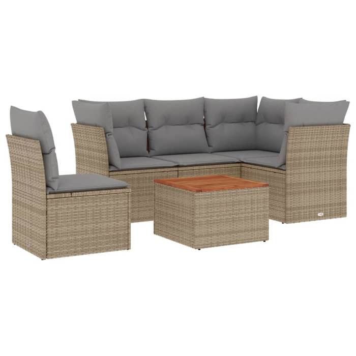 VidaXL Garden Lounge Set with Cushions 6 Pcs Beige Braided Resin 3223644