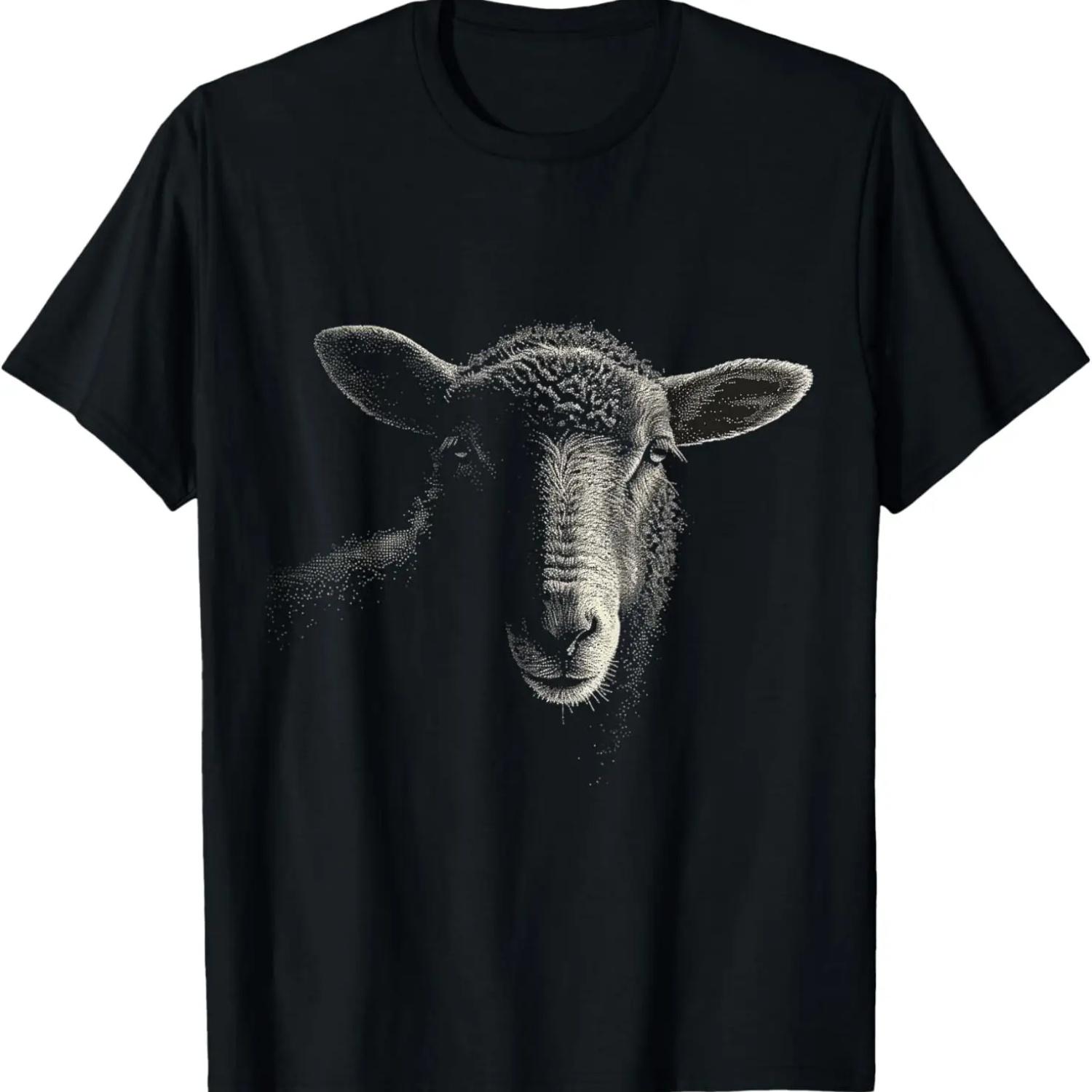 Sheep Pixel Portrait Animal Illlustration Artwork Sheep T-Shirt S чёрный