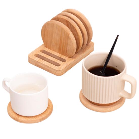 Bamboo Coasters Anti-Slip Heat Resistant Cup Mat Eco-Friendly Tea Coffee Pad Placemats for Home Kitchen Restaurant Bar Office