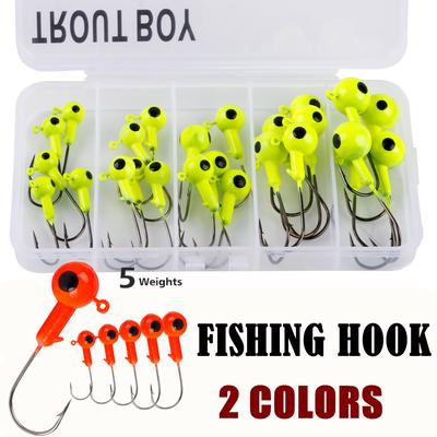 25Pcs 2Colors Fishing Hooks Box Crank Barbed Fishhook With Box Carbon Steel Hook Saltwater Carp