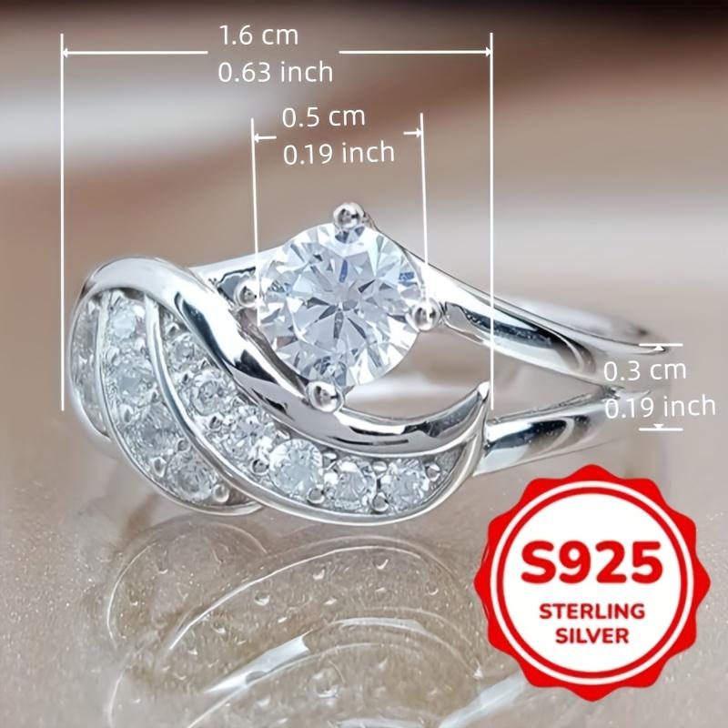 925 Pure silver wing-shaped ring with zircon inlay is suitable for women's daily casual and elegant accessories, offering an elegant and sexy style.