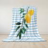 Coperta in Flanella con Ramo di Limone a Strisce Blu Calda Morbida Halloween Natale Divano Caldo Accogliente Decorazione Decorativa per Tutte le Stagioni