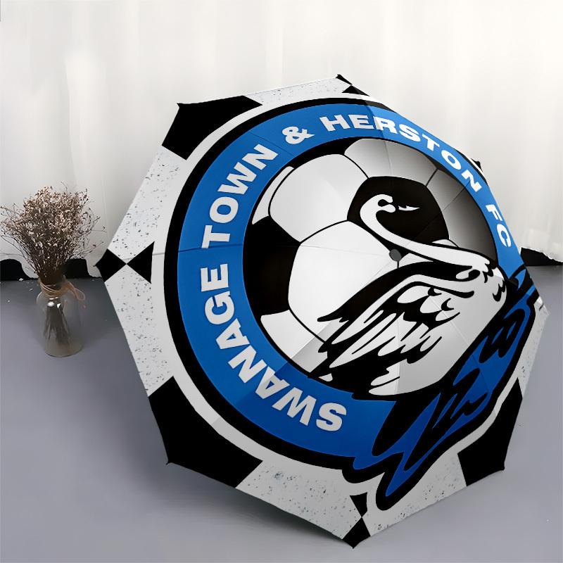 Swanage Town & Herston FC, Soccer Automatic Opening and Closing, 8 rib Structure Portable Umbrella, Suitable for Men and Women in All Season