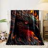 A fiery, phoenix-like bird with glowing feathers and intense, vivid eyes. for all seasons blanket lunch break throw gift