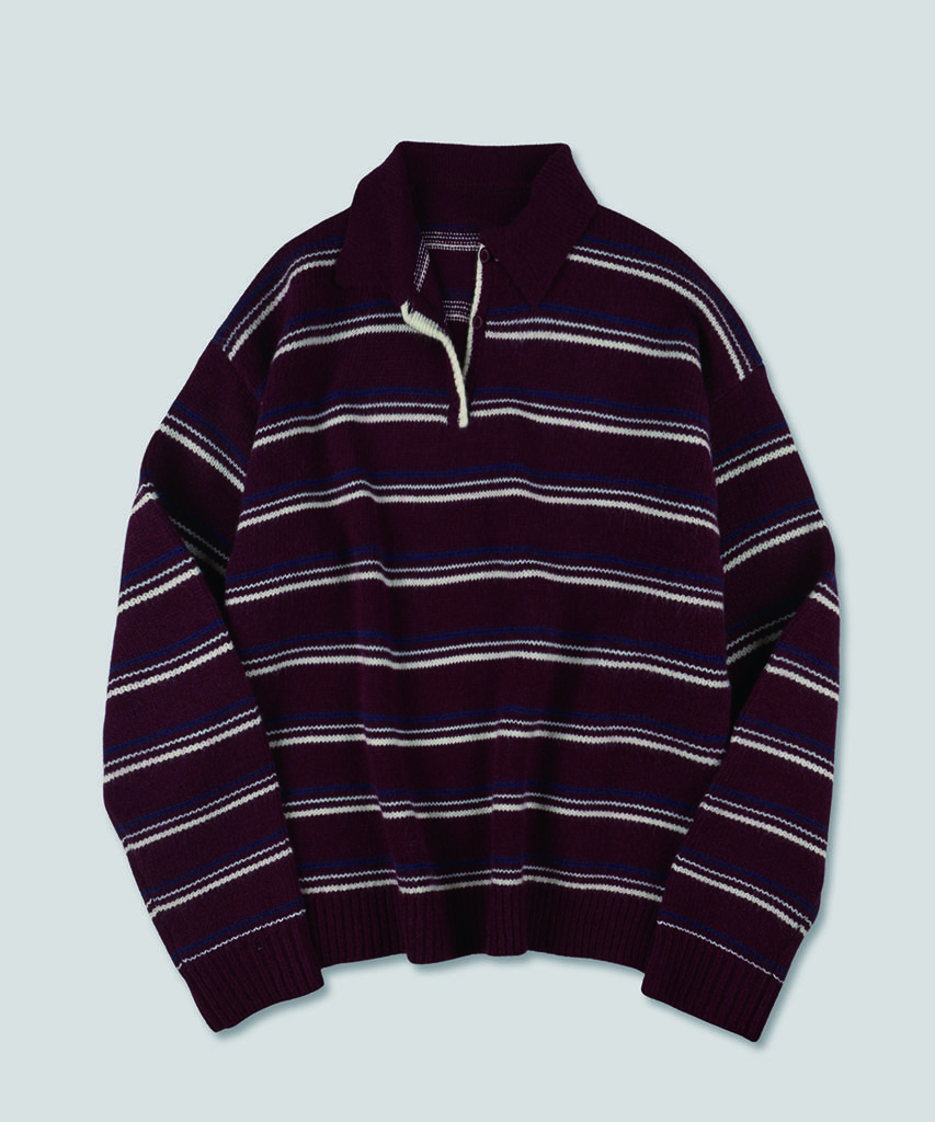 GRAPH PLATFORM Striped Collar Knit