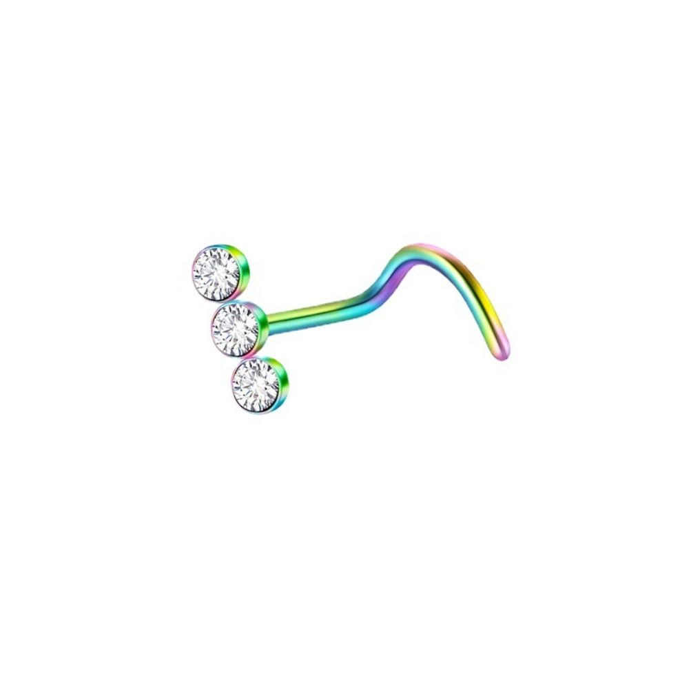 Geometric Zircon Nose Screw Studs Opal Nostril  Goth   Daily
