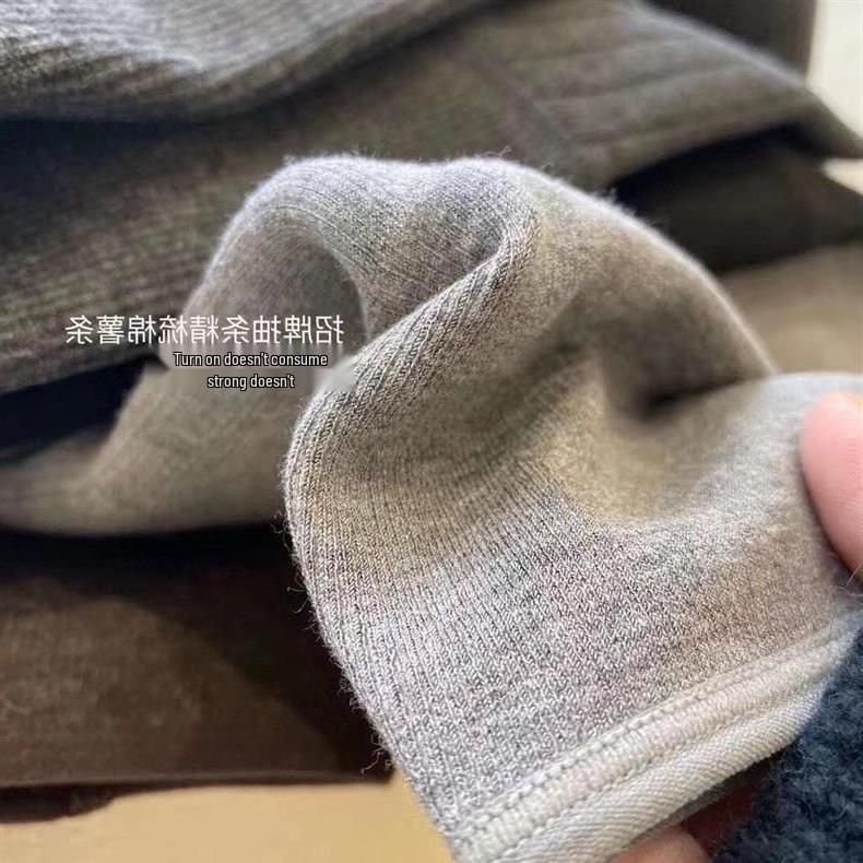 Japan Lanolin Warm Fleece High Waist Stirrup Leggings for Autumn/Winter