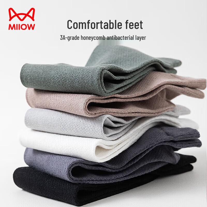 MiiOW Men's 6-Pair Pure Cotton Mesh Mid-Calf Socks