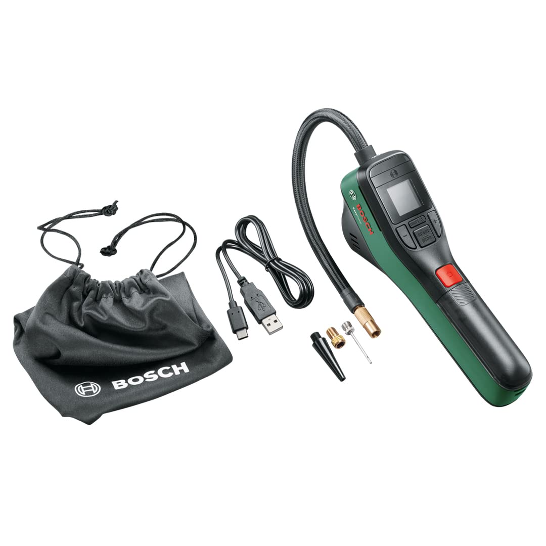 

Беспроводной воздушный насос Bosch EasyPump для велосипедов и максимальное давление 150 Совместим с и британским и светодиодным светом мячи, PSI/10,3 бар, автоматическое отключение зелёный