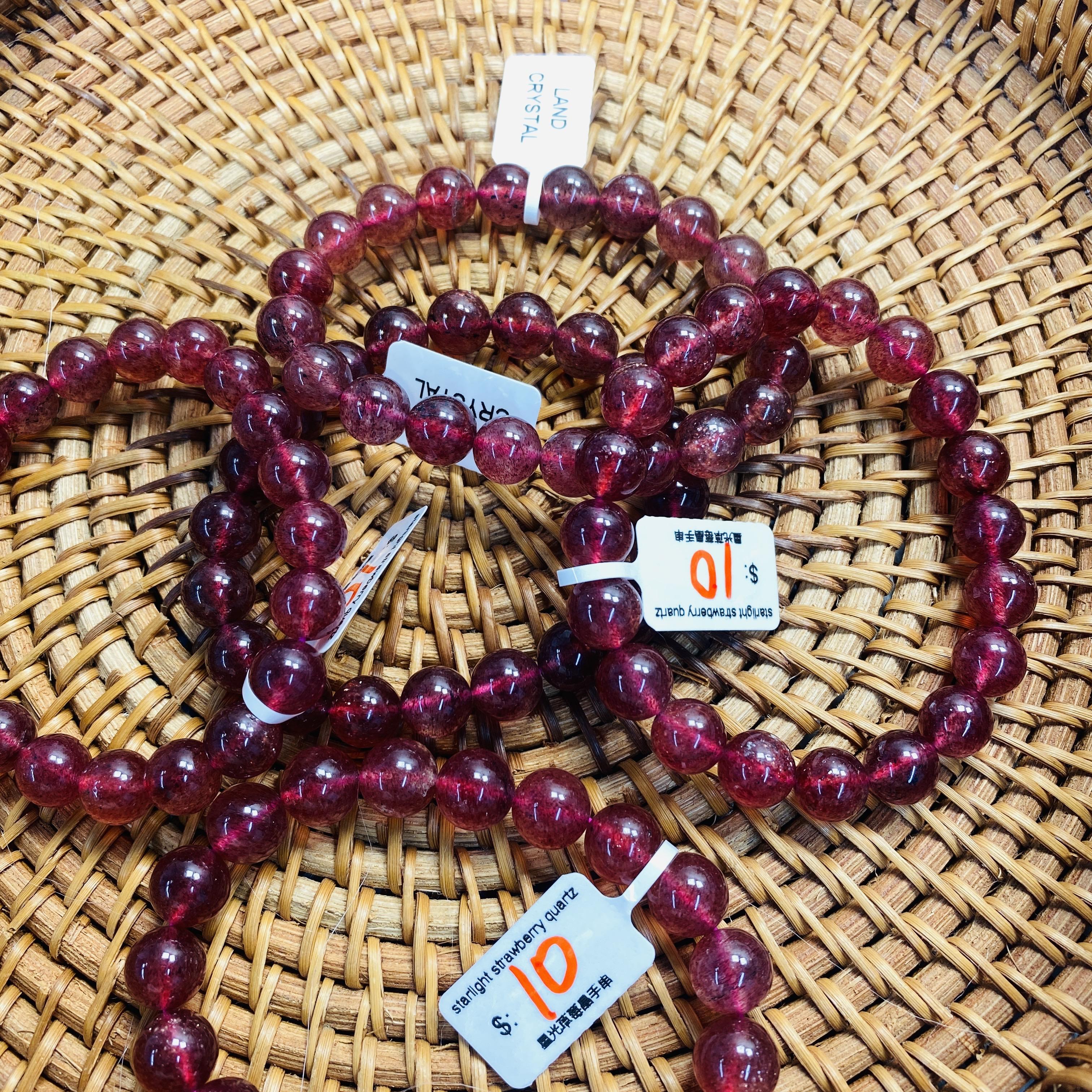 Natural Strawbery Beads Bracelet Crystal Stone Beads Bracelet Stretch Cord Bracelets Jewelry Strawbery Beads Bracelet