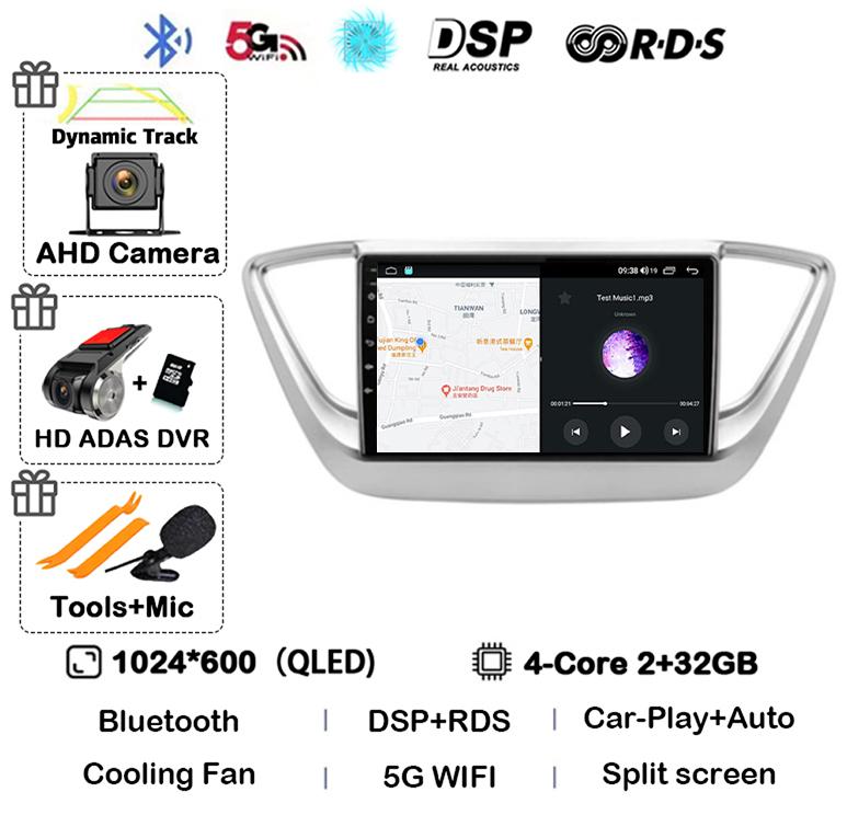 Android 14 Carplay WIFI+4G Car Radio For Hyundai Solaris 2 Verna 2016-2020 Multimedia Video Navigation Player Auto Autoraido GPS