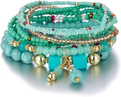 Beaded Bracelets for Women,Bohemian Stackable Style Multilayered Stretch Bracelets Friendship Jewelry Summer