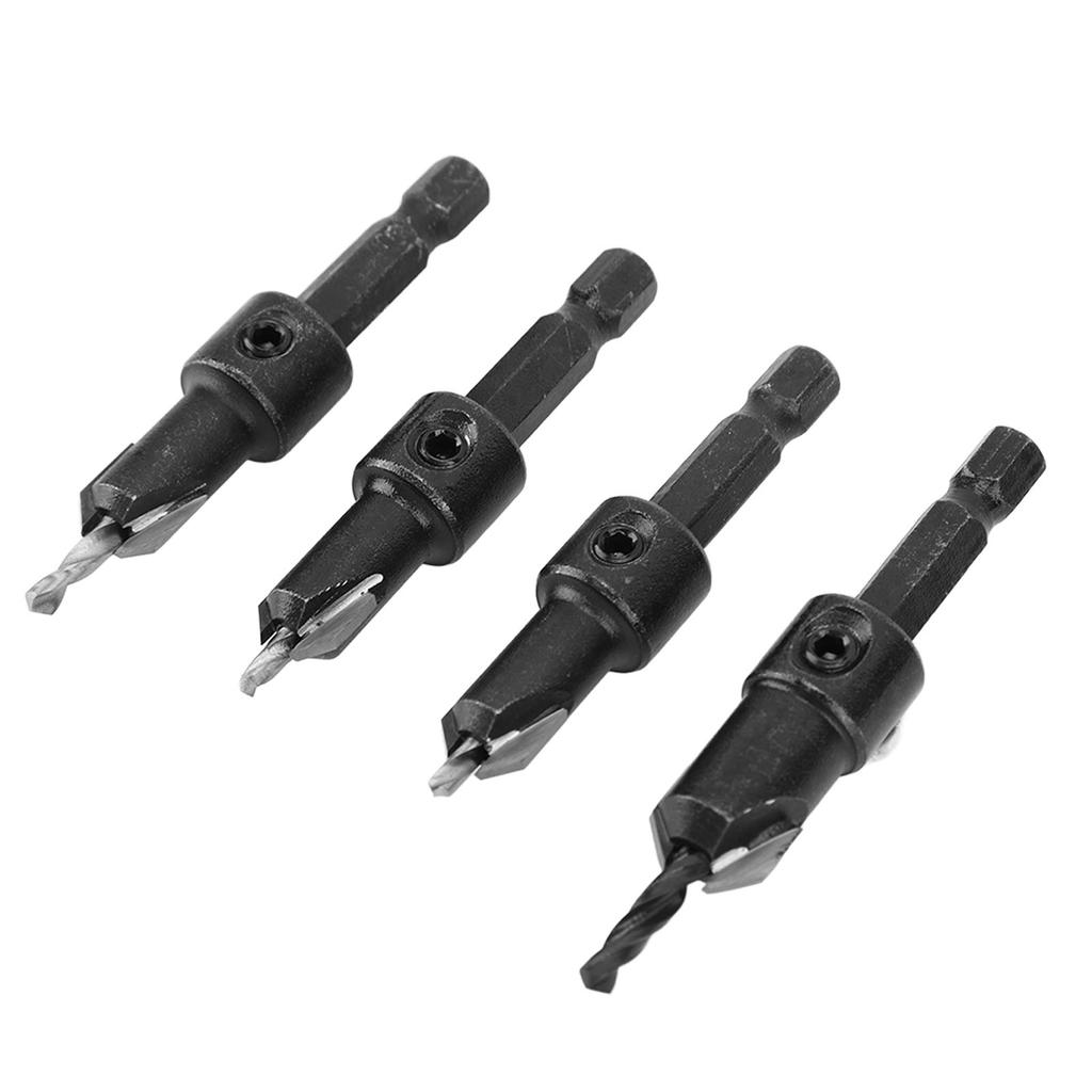 4Pcs Countersunk Drill Bit Cemented Carbide Hex Shank Countersunk Drilling Bit for Self Tapping