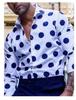 Polka Dot Long-sleeve Shirt, Stylish and Versatile for Casual and Semi-formal Occasions.
