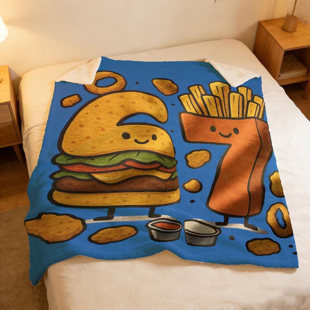 theme of Foodie Number 67 Flannel printed blanket suitable for all seasons suitable for living room office sofa and travel