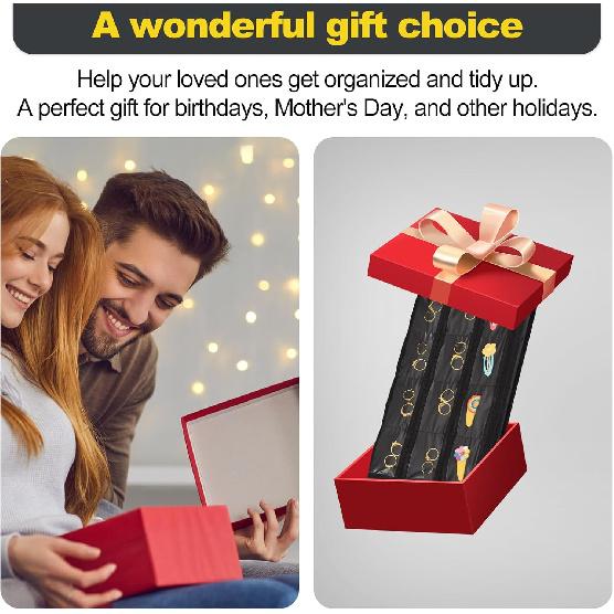 Hanging Jewelry Organizer with Multi-size pockets Double-Sided Jewelry Holder for Earrings, Necklaces, Rings on Closet, Wall, Door,Jewelry Organizer